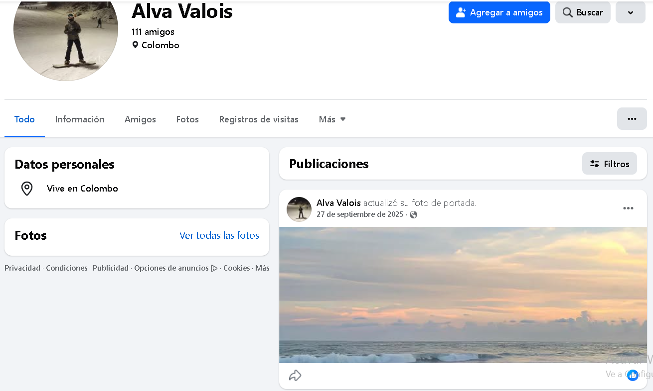 Perfil falso de Alva Valois