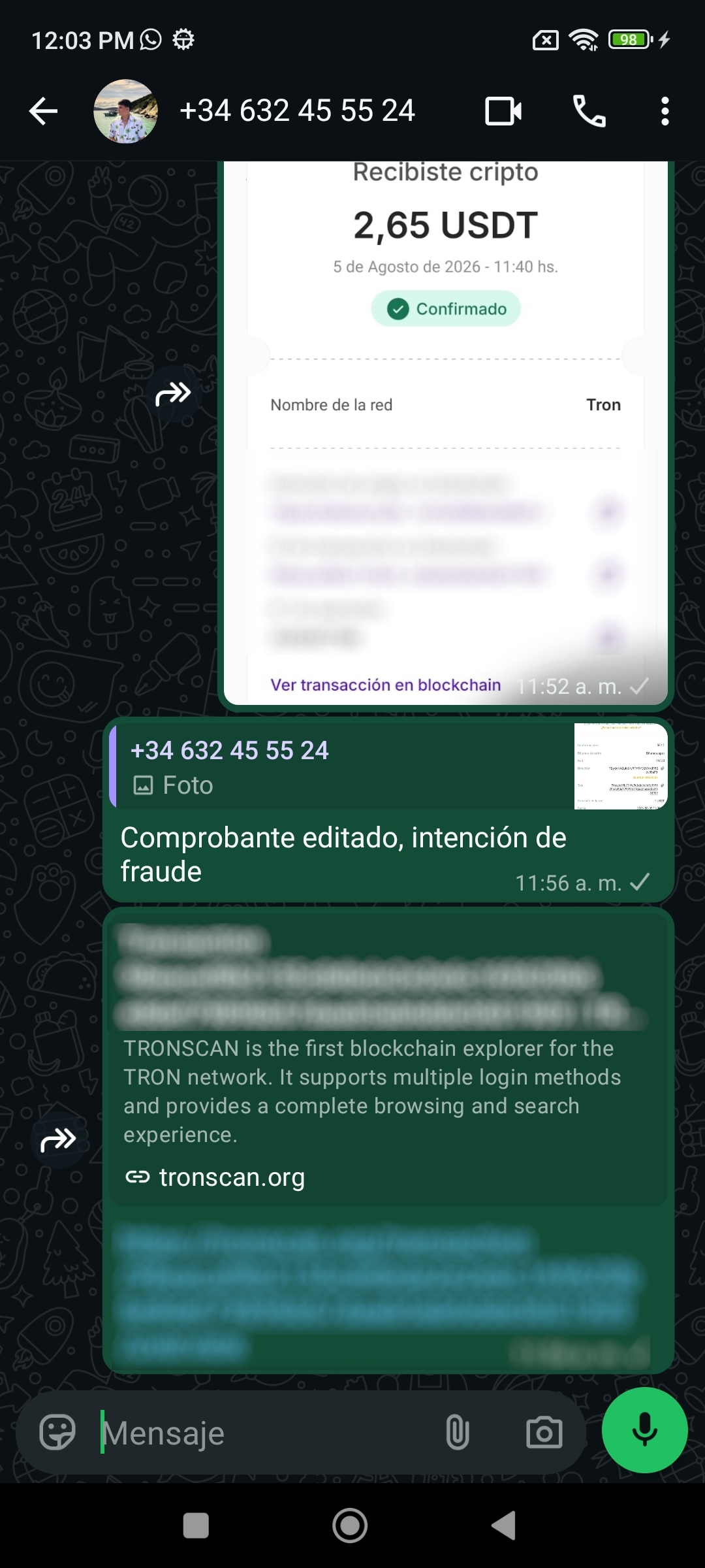 Datos bancarios de un tercero